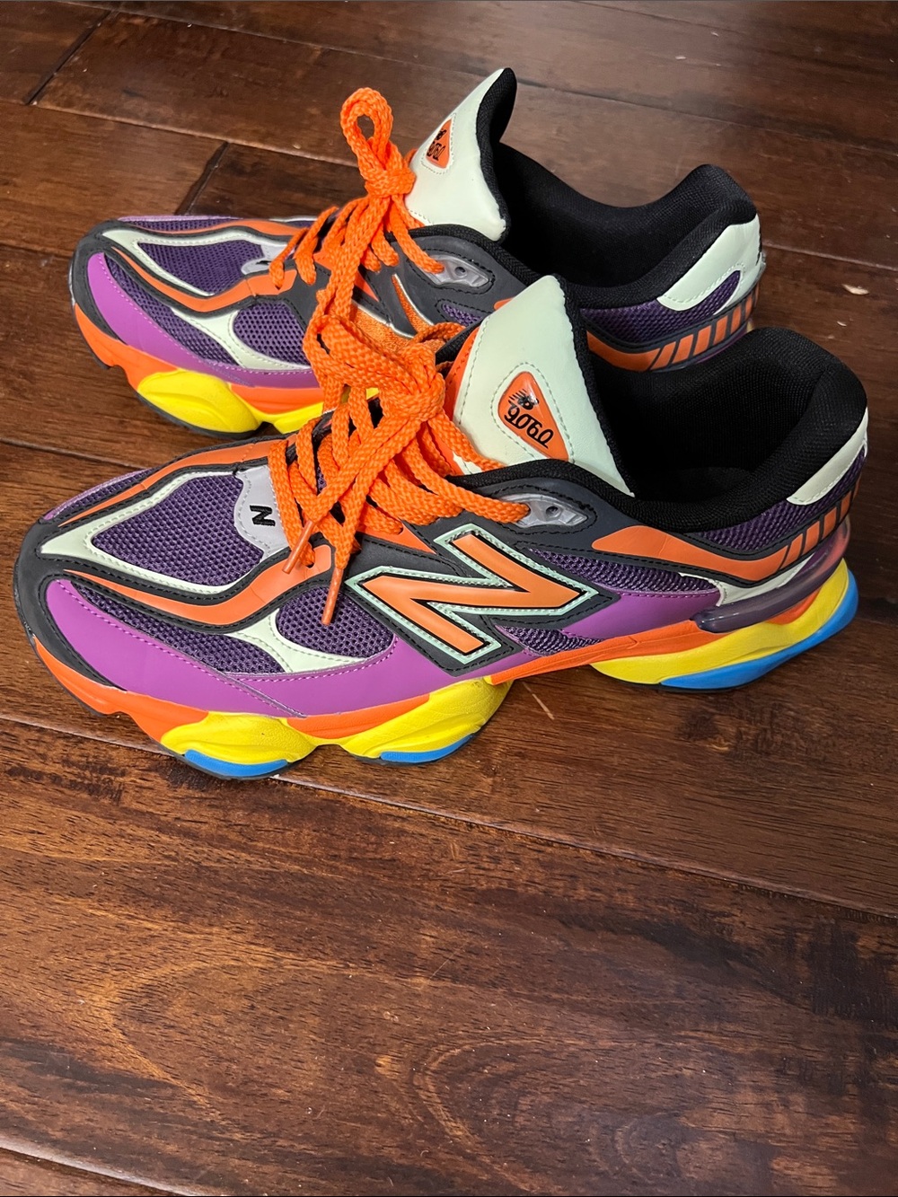 Stylish- New Balance 9060 Sneakers - Purple, Orange, Yellow - Picture 7 of 9